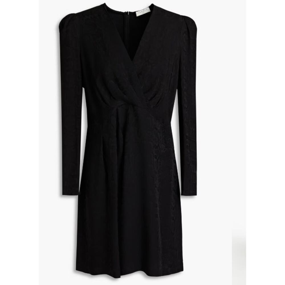 NEW Sandro Womens Gloria Black Long Sleeve VNeck Short Light Weight Dress $295 8